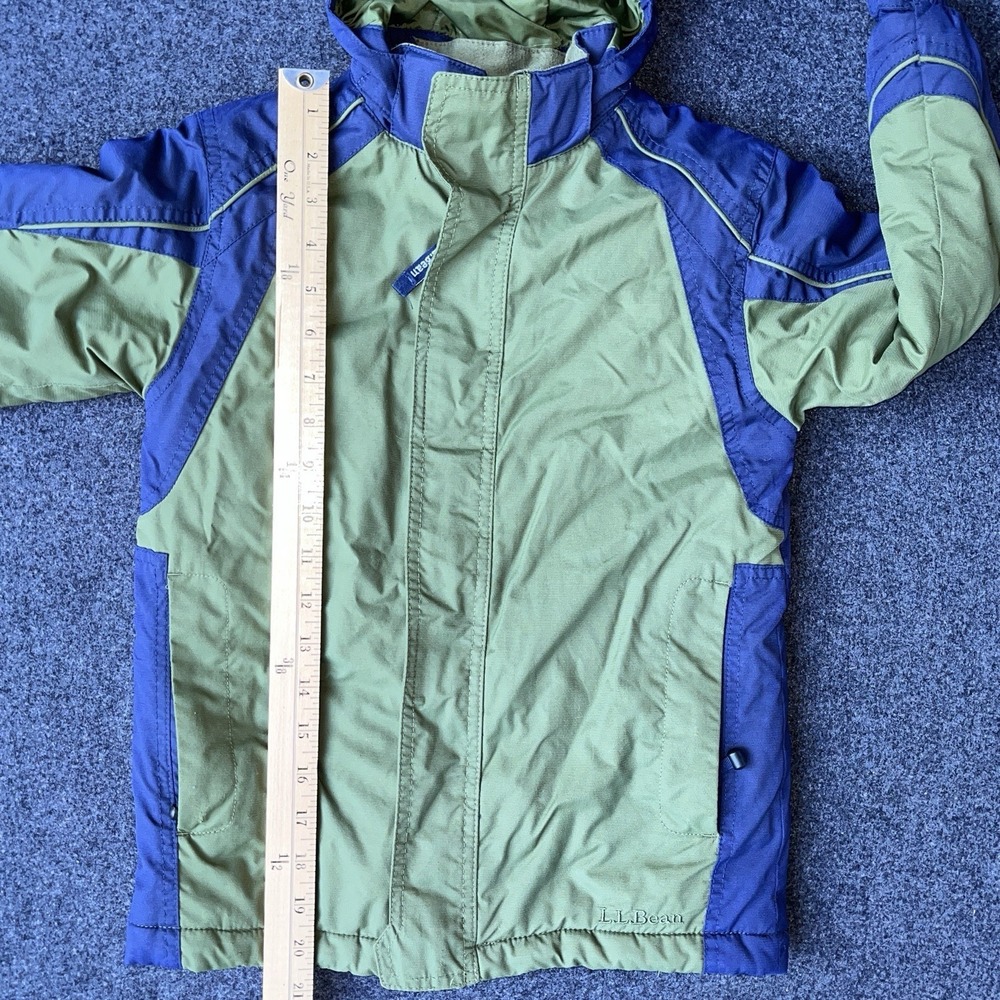 LL Bean Olive Green Blue Thinsulate Hooded Full Zip Coat Little Kids M 5/6 - Picture 7 of 7